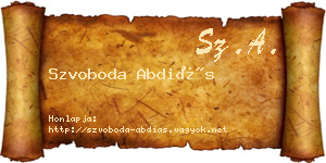 Szvoboda Abdiás névjegykártya